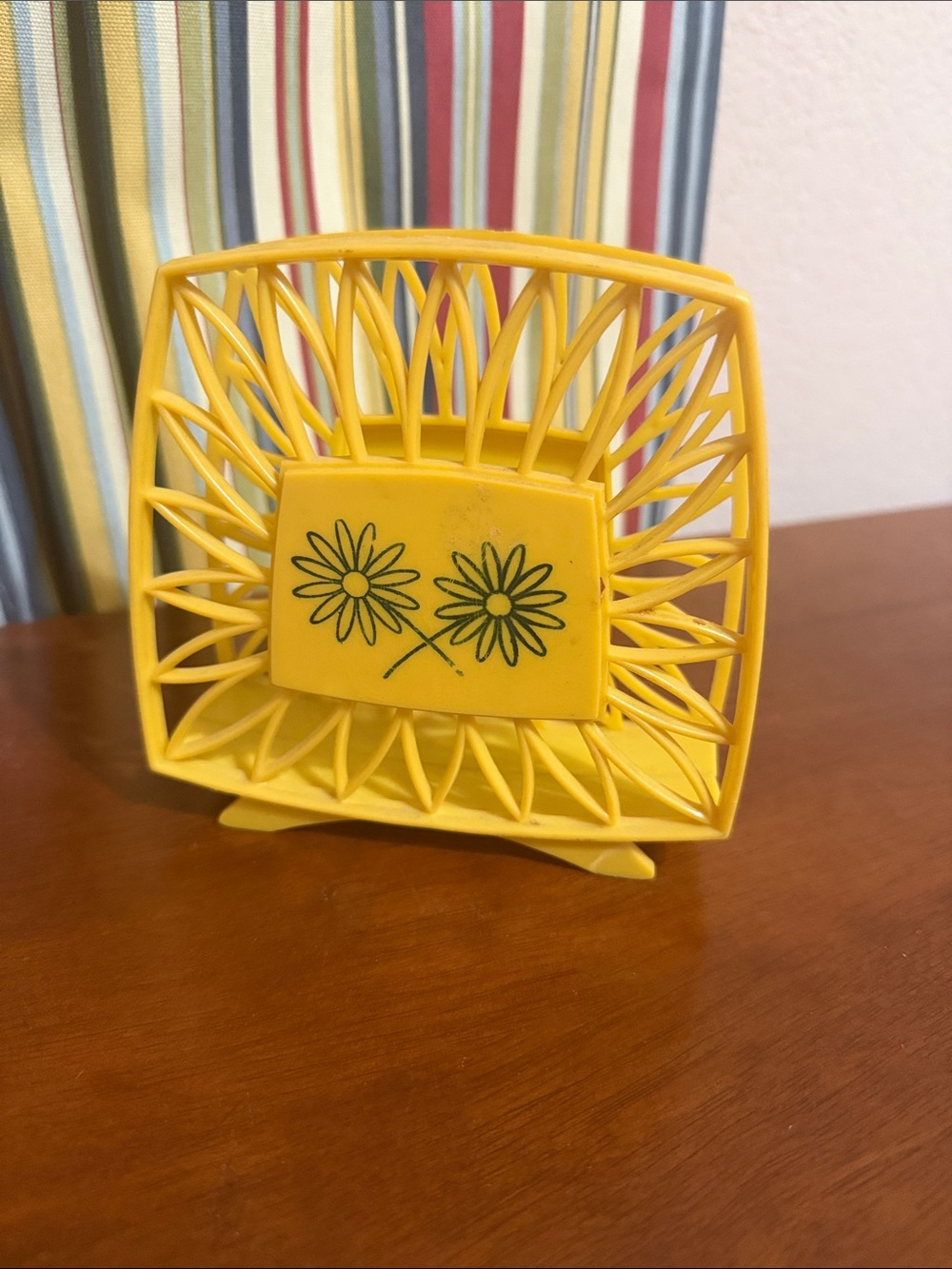 Yellow Daisy Plastic Decorative Napkin Holder 1970s